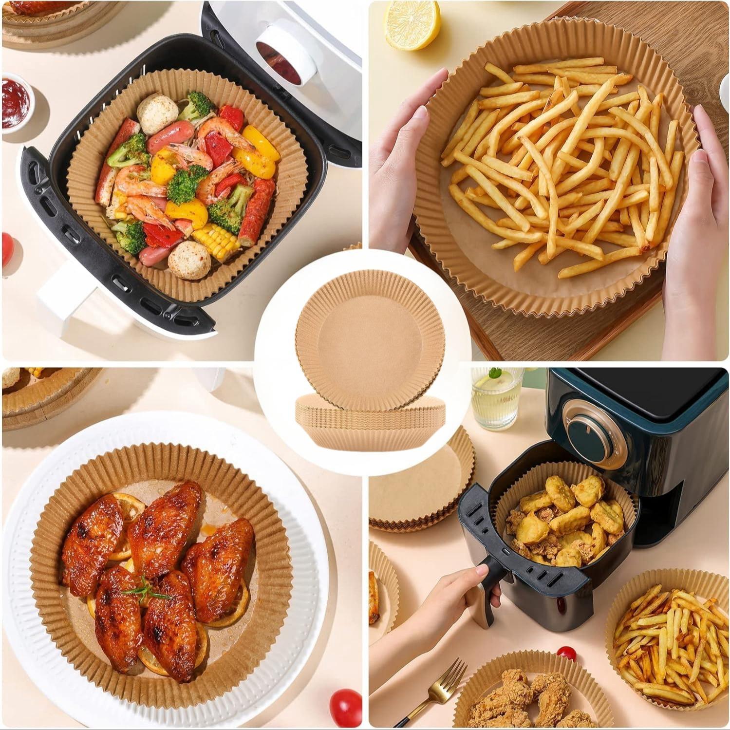 Air Fryer Disposable Paper Liners - 100Pcs 7.8In Square Parchment Paper Non-Stick Airfryer Basket Liners for Steamer Microwave Oven, Deep Fryer Parts & Accessories "STOP Scrubbing Your Air Fryer!