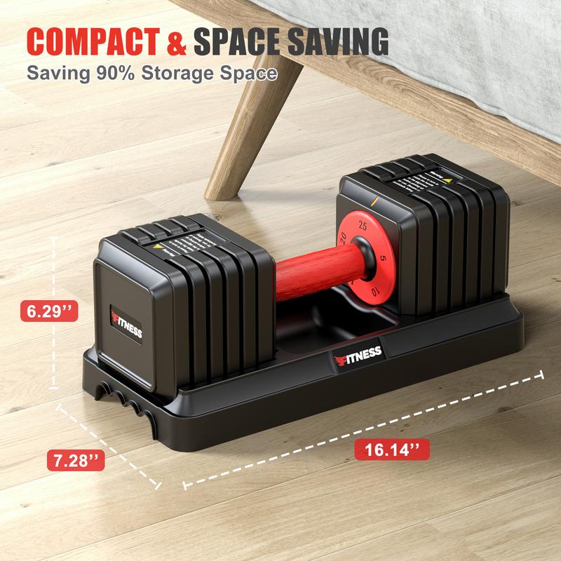 Adjustable Dumbbells Set of 2, 1-Sec Adjustable Weights Dumbbells Set, 5 in 1 Free Adjustable Dumbbell Set with Anti-Slip Texture Handle, 25lb-55lb,Weight Set For Home Gym Suit both Men and Women