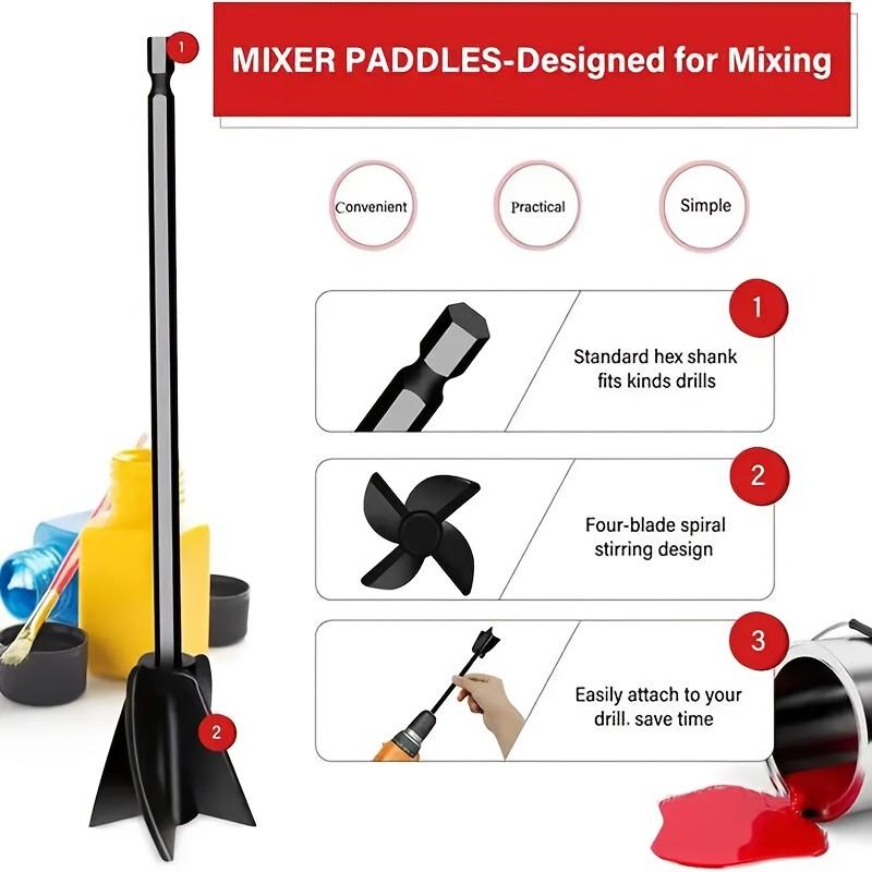 3-Pack Reusable Paint Stirrers, Epoxy Resin Mixer Accessories, Durable Non-Stick Plastic Blades, Comfortable Handle, Efficient Mixing