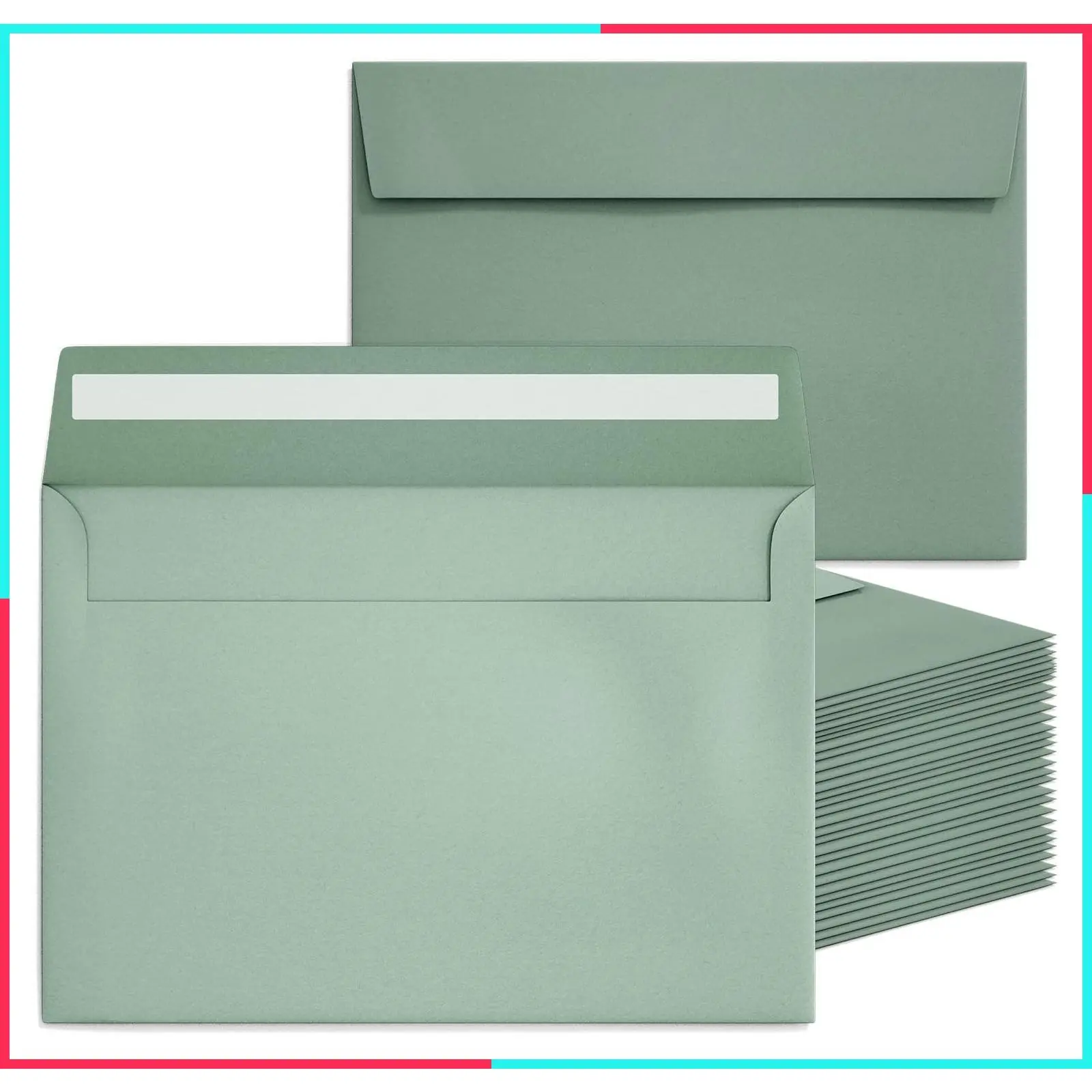 50 Pack 5x7 Sage Green Envelopes for Invitations, Wedding, Postcards, Greeting Cards, Mailing