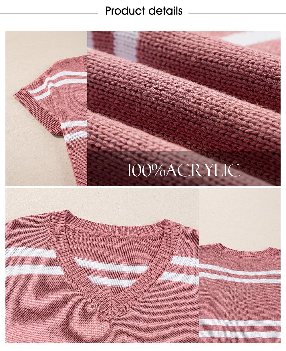 Shewin 2026 Spring/Summer Women's Oversized Knit Sweater Pullover Cozy Striped Crewneck Batwing Sleeve Stretchy Acrylic Top SpringStatements