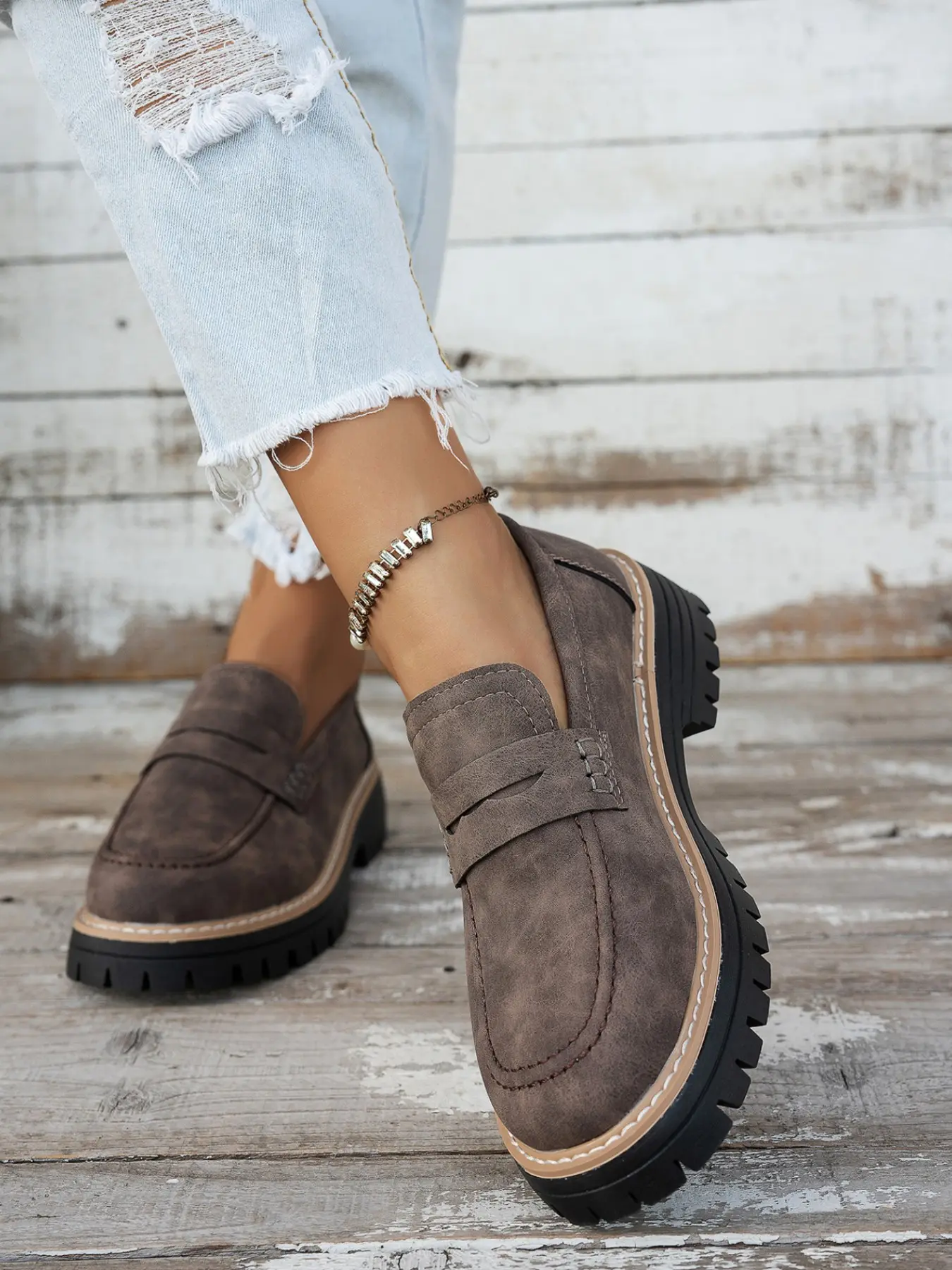 Platform Penny Loafers, Soft Insole Casual Wear Shoe Office Daily Walking Shoes Women