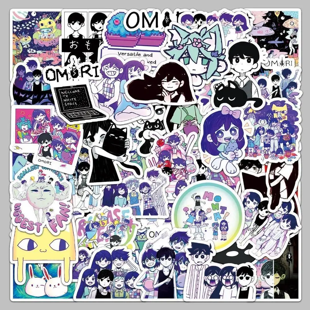 50pcs Horror Game Omori Graffiti Stickers Suitcase Stationery Laptop Computer Guitar Cell Phone DIY Decorate Decals
