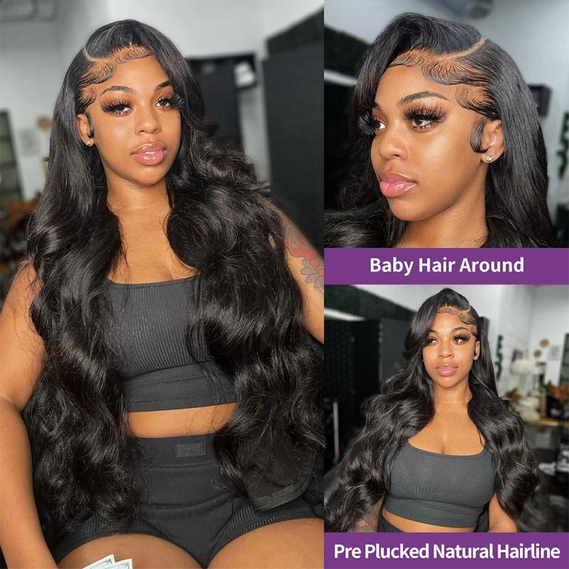 13x6 Body Wave Lace Front Wigs Human Hair Pre Plucked Natural Hair Line Bleached Knots 13x4 HD Transparent Lace Frontal Wig 180% Density