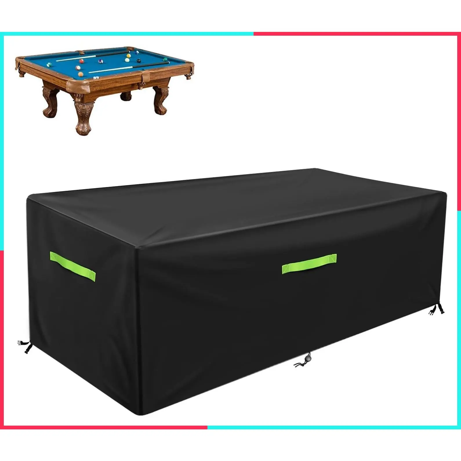 7/8/9 ft Waterproof Polyester Pool Table Cover for Snooker Billiard Table, Black (102x53x32in)