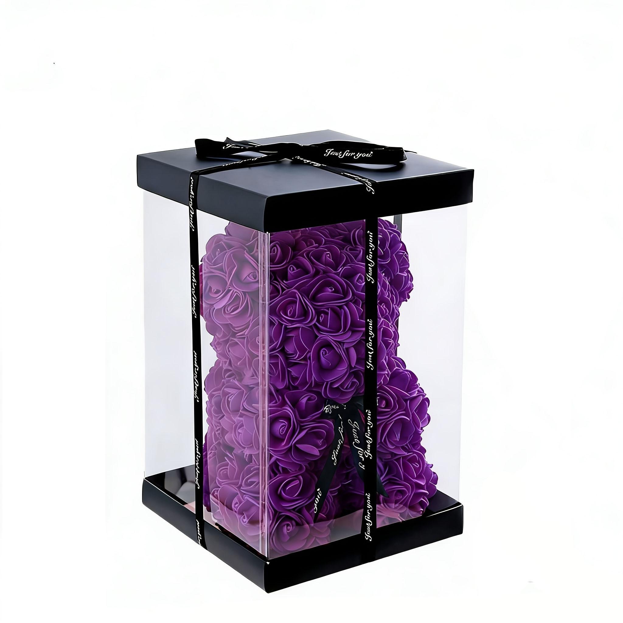 Limited Time Low Price 1 Set Blue Rose Bear Valentine's Gift, Cute Romantic Teddy Bear with Box Card, Birthday Anniversary Decoration