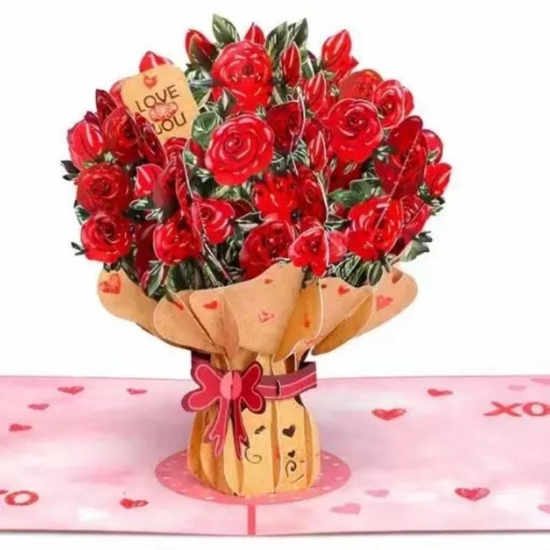 Paper Love Flower Bouquet Pop-Up Card – Mothers Day Gift, Mother's Day Card, Mom's Day Flowers, 3D Popup Greeting Card, Keepsake Flowers, Inspirational Card, Gifts for Mom, Wife, Grandma, Mother-In-Law, Birthday, Anniversary, Get well, Thank You