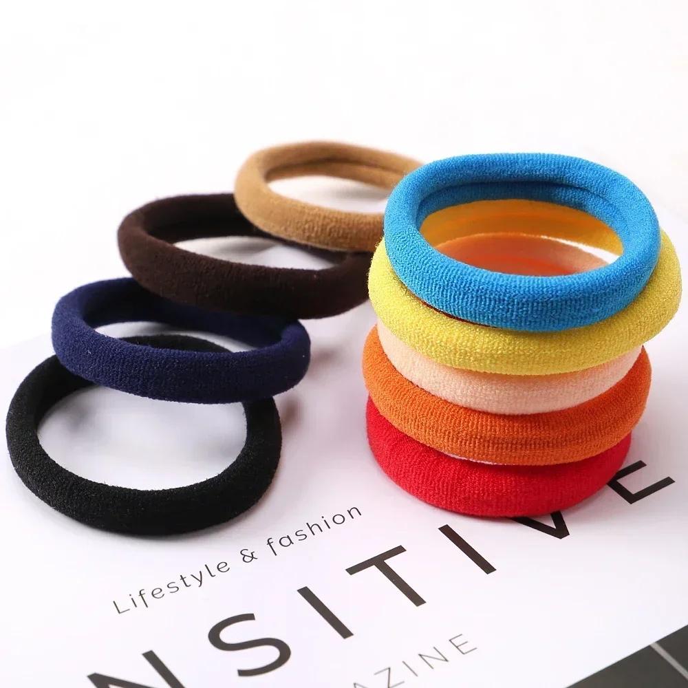 Simple Style Plain Color Elastics Hair Tie Set, Casual Versatile Ponytail Hair Accessories for Women & Girls, Minimalist Hairstyles Headwear Rubber Bands Suitable for Thick Hair