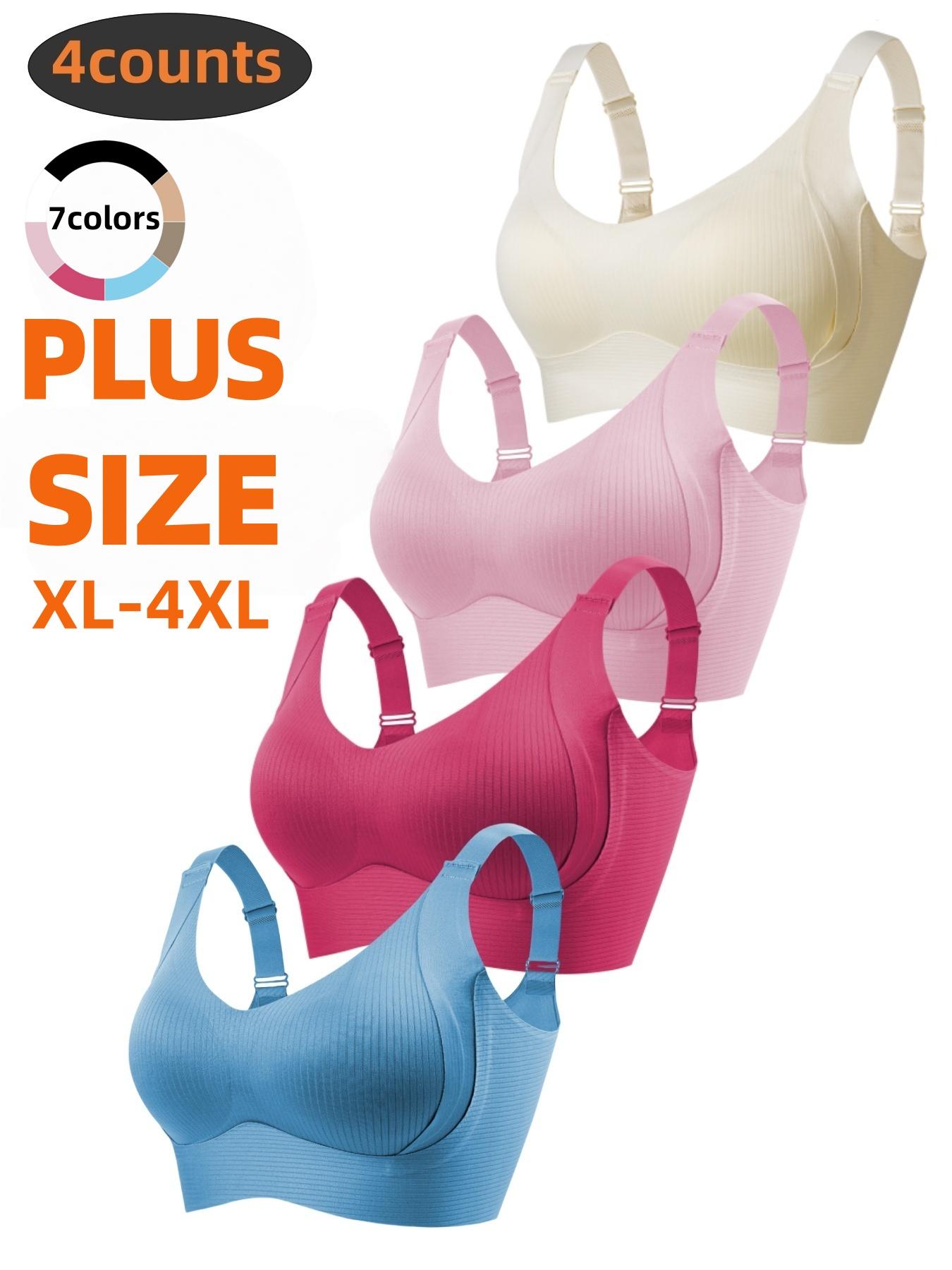 4-Pack Plus Size Comfortable Seamless Bras, Sizes 1XL-4XL, Designed for Women, Wire-Free Push-Up Style, Suitable for Daily Wear, Maximum Comfort.