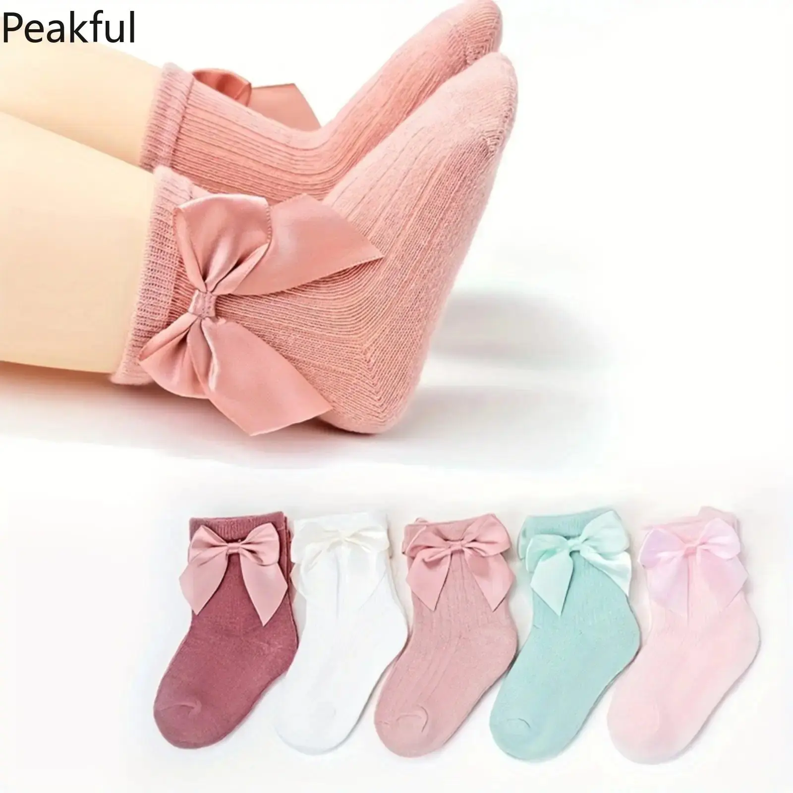 5 Pairs Bow Decor Ankle Socks, Soft Breathable Elastic Casual Socks Set for Women & Girls, Cute Decorative Comfortable Footwear for Daily Work, School & Travel, All-Season Essential
