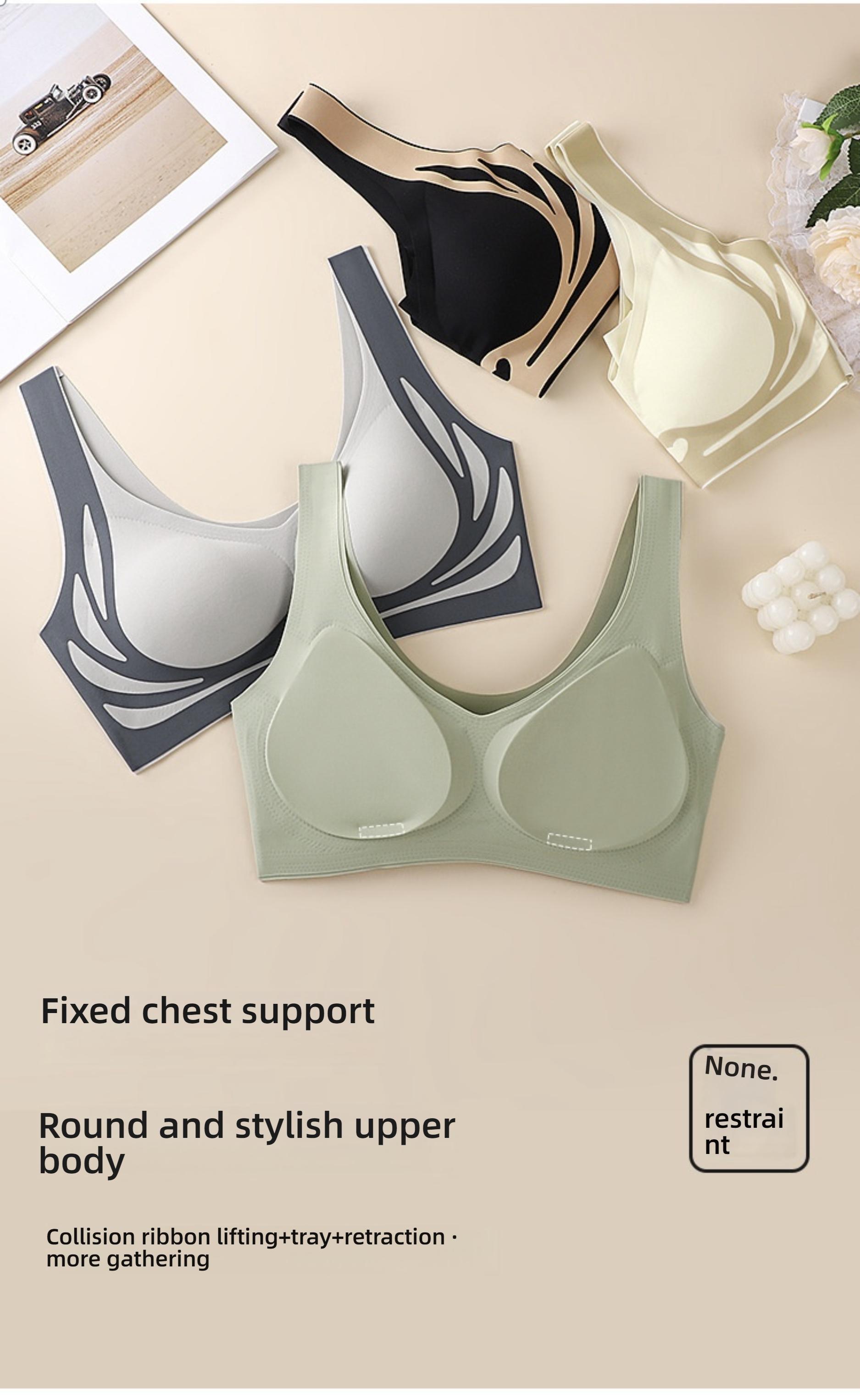Wireless Backless Fixed Cup Anti-Gravity Soft Support Small Bust Lift Prevent Sagging Underwire Bra, Plus Size Women's Bras