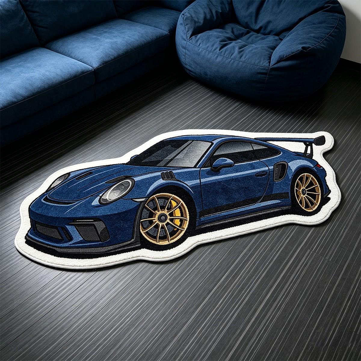 Cool Retro Car Rug, Fashionable Sports Car Mat, Bedroom Bedside Gaming Room Carpet, Soft Comfortable Plush Foot Pad, Living Room Decor, Indoor Rug