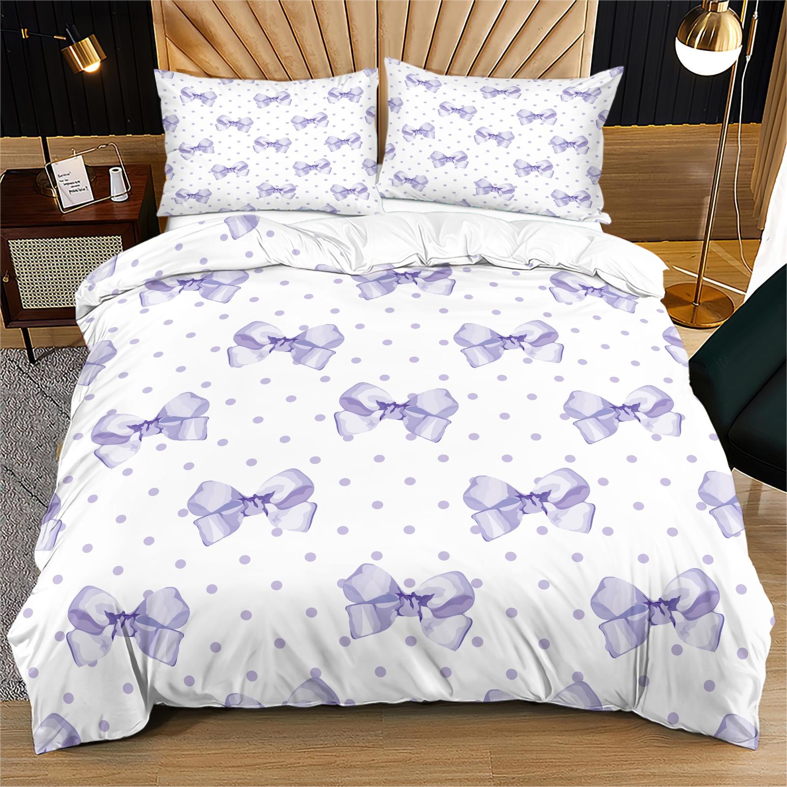 2/3PCS Cute Romantic Sweet Bow Duvet Cover Set, Soft Cozy Aesthetic Bedding for Girls, No Filling, Housewarming Birthday Valentine's Day Christmas Gift for Her