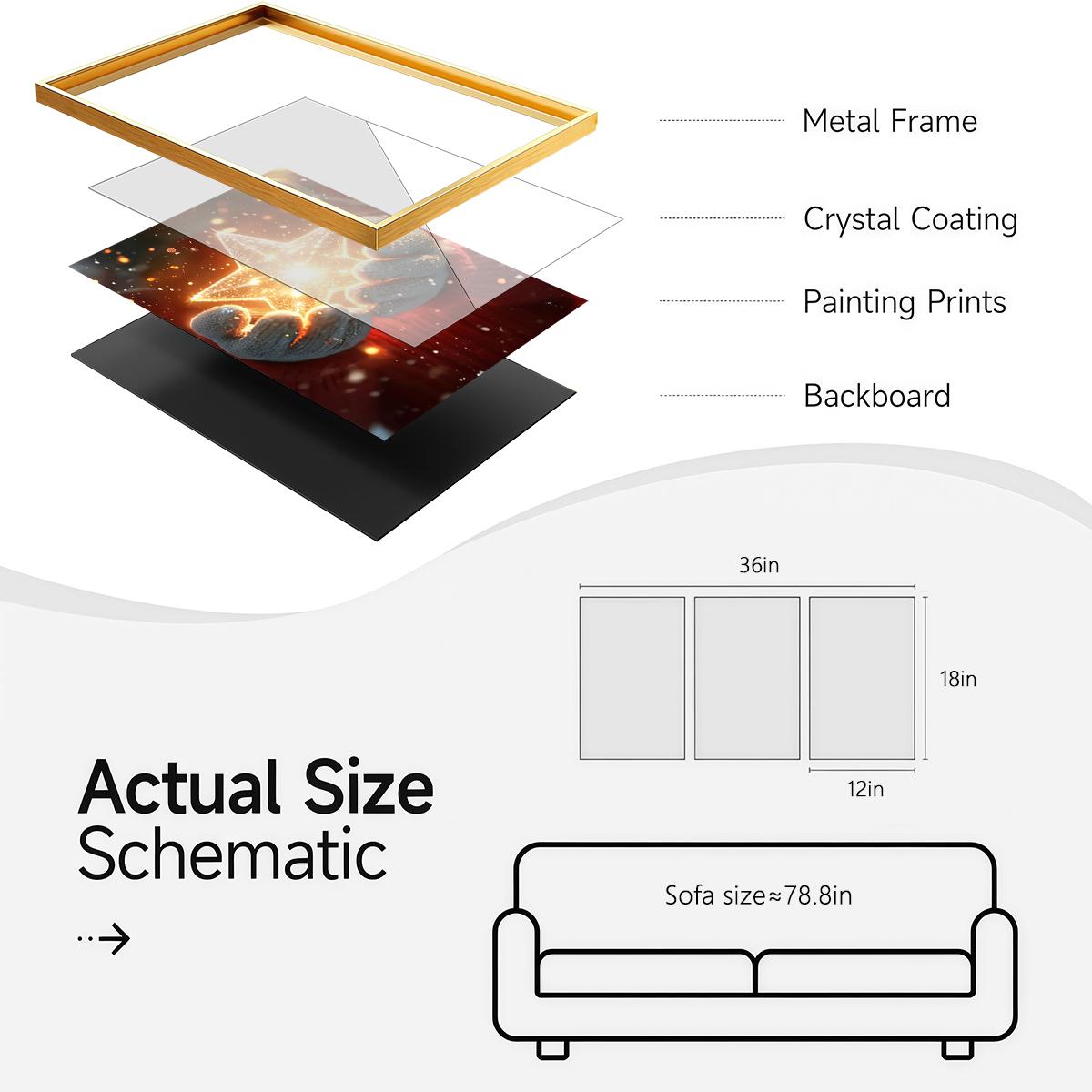 3 Counts Aluminum Alloy Framed Painting, White Lily And Glowing Star Art Pictures, Home Decoration For Living Room, Bedroom, Office, Restaurant, Hallway Wall Decor, Odorless Print Artwork, Luxury Perfect Gift For Friends And Family