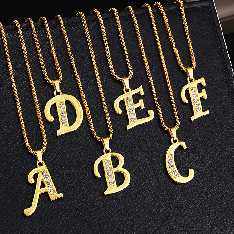 Initial Letter Necklace for Women Men, Sparkling A-Z Alphabet Pendant with Gold Plated or Steel Chain, Personalized Charm Jewelry, Trendy Hip Hop Street Style Accessory for Daily Wear, Party Looks, Birthday Gift for Girlfriend Boyfriend Friends!