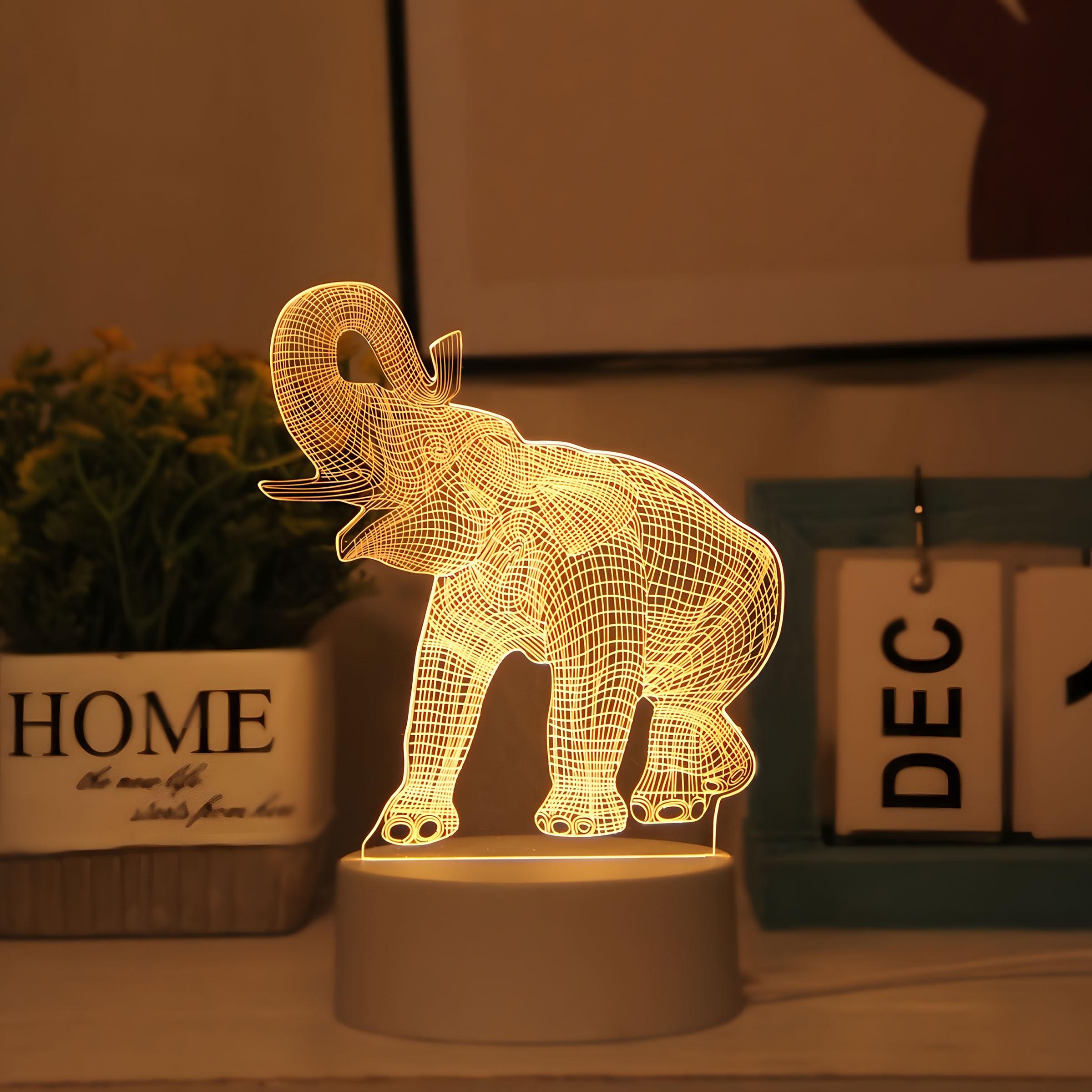 USB Glow Elephant Creative Night Light, Cute Elephant Home Decor, Desktop Decoration, Living Room Room Decor, Birthday Gift, Holiday Gift, Animal Night Light