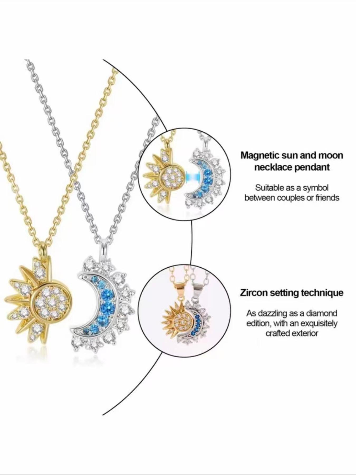 Sun Moon Matching Necklace, Couple Necklace, Best Friend Necklace, Perfect Gift for Birthday and Valentine's Day, Jewelry for Siblings