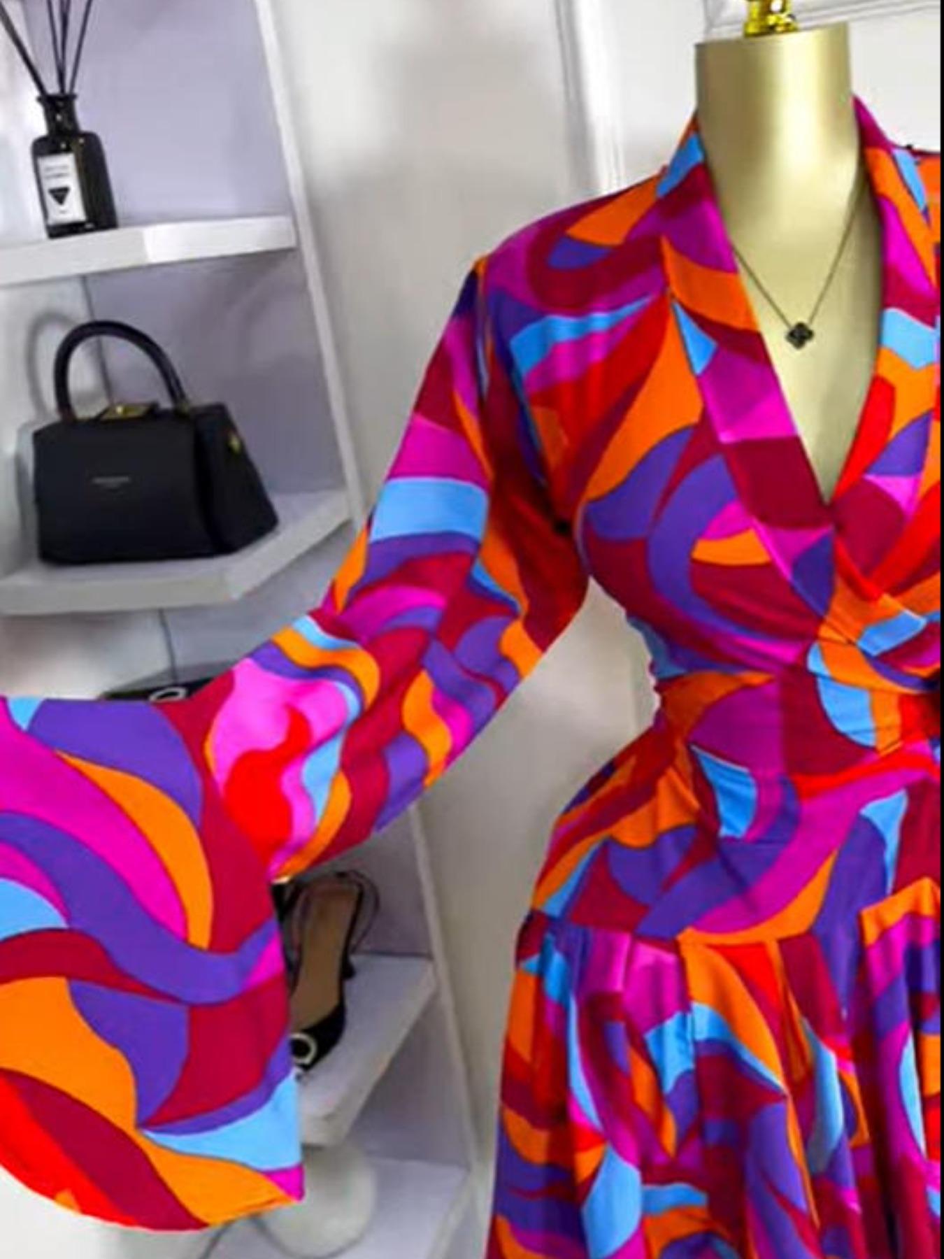 PULKRITU Elegant Aesthetic Women's Tie-Dye Polka Dot Print Flare Long Sleeve Dress, V-Neck Bow Hem, Fall Winter Wear, Elegant Vacation Party Birthday Dress,Lady Skirt,Casual Dresses,Female Brunch Dresses,Music Festival Dress,Fashion PULKRITU Elegant Aesthetic Women's Tie-Dye Polka Dot Print Flare Long Sleeve Dress, V-Neck Bow Hem, Fall Winter Wear, Elegant Vacation Party Birthday Dress,Lady Skirt,Casual Dresses,Female Brunch Dresses,Music Festival Dress,Fashion