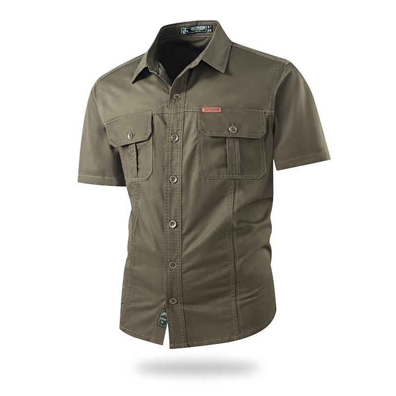 Men’s 100% Cotton Short Sleeve Work Shirts, Multi-color Button-Down Utility Tops, Breathable Casual Summer Outfits for Rugged Mensfashion Style