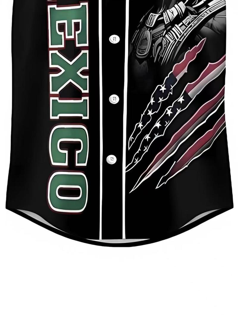 Mexico Heritage Baseball Jersey, Baseball Shirt, Tricolor Limited Edition with Embroidered Eagle & Classic Button-Up Design