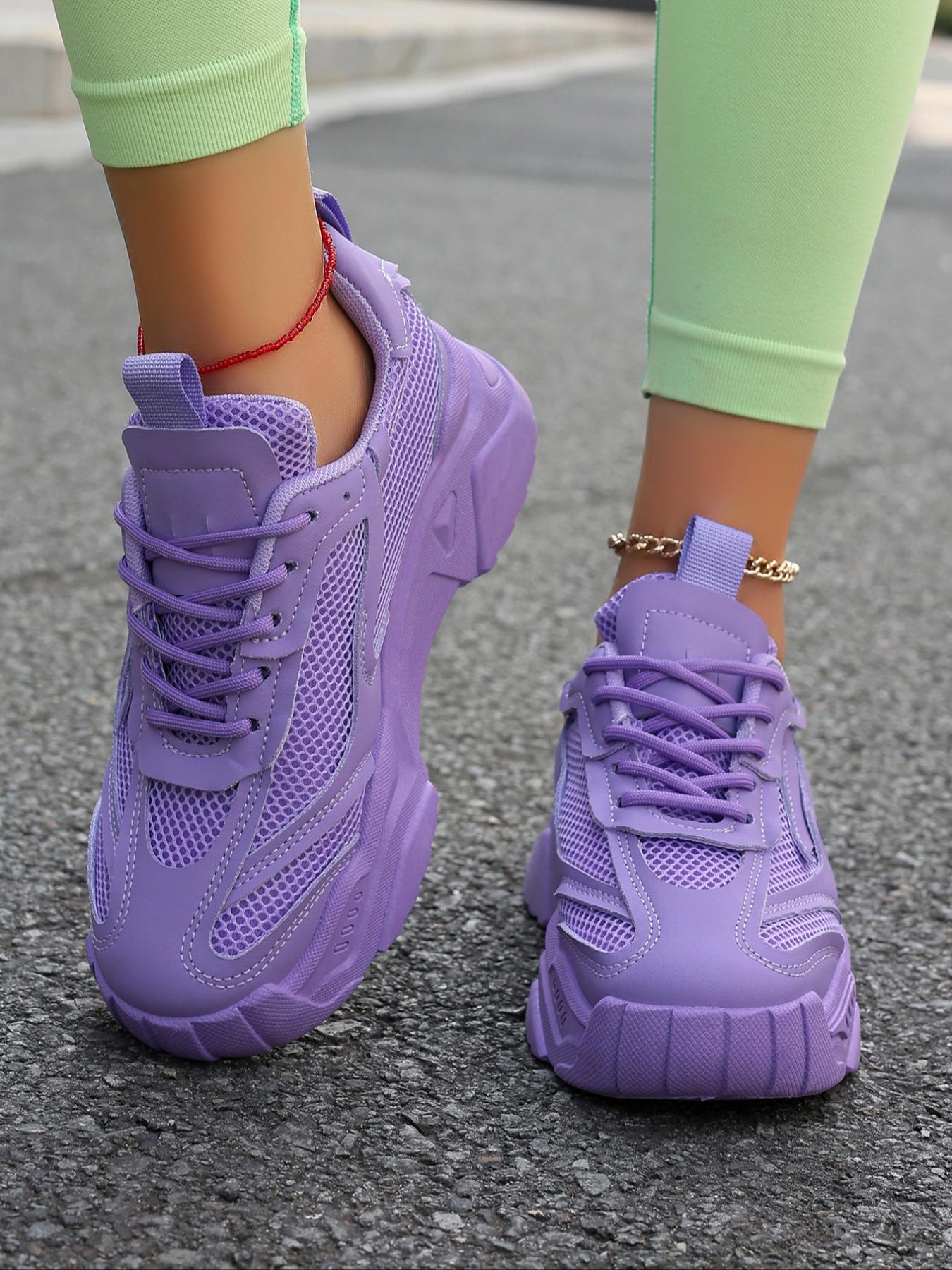 Women's Fashionable Lace Up Platform Sneakers, Casual Comfortable Breathable Sports Running Shoes, Sporty Running Shoes, All-match Round Toe Chunky Sneakers for Daily Wear