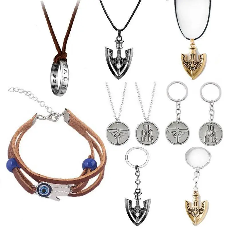 The Last of Us Cosplay Jewelry Set - Pendants, Necklaces, Keychains, Leather Bracelets, Charms, Bangles, Figures, Props for Fans Gifts