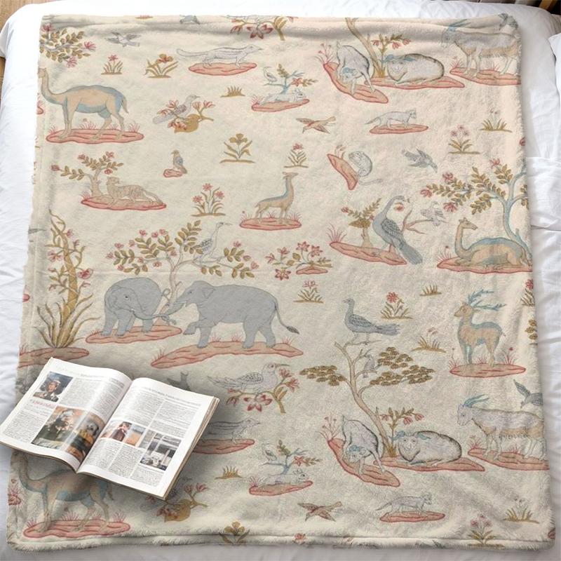 Vintage Elephant Flannel Blanket, Super Soft All-Season Throw, Baby Room Nap, Home Art Decor, Travel Blanket, Office Knee Pad