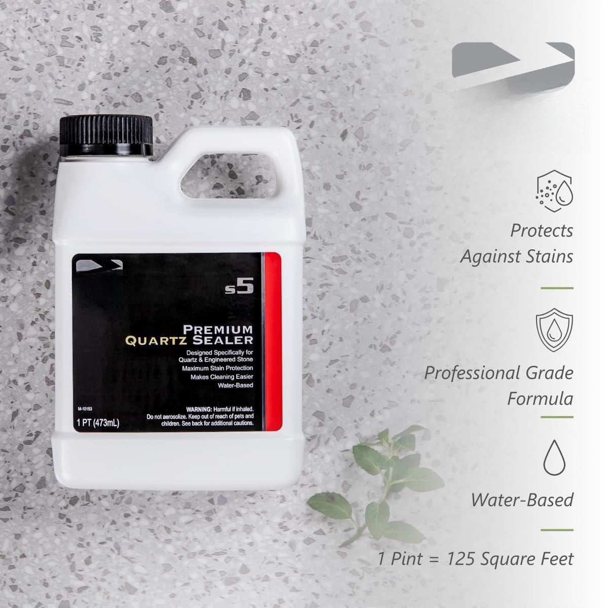 Quartz Sealer - Water-Based  Sealer - for Indoor & Outdoor Quartzite Counters, Floors, Walls, Furniture - Protects Against Oil, Water-Based Stains - Unscented - Pint (16 oz)
