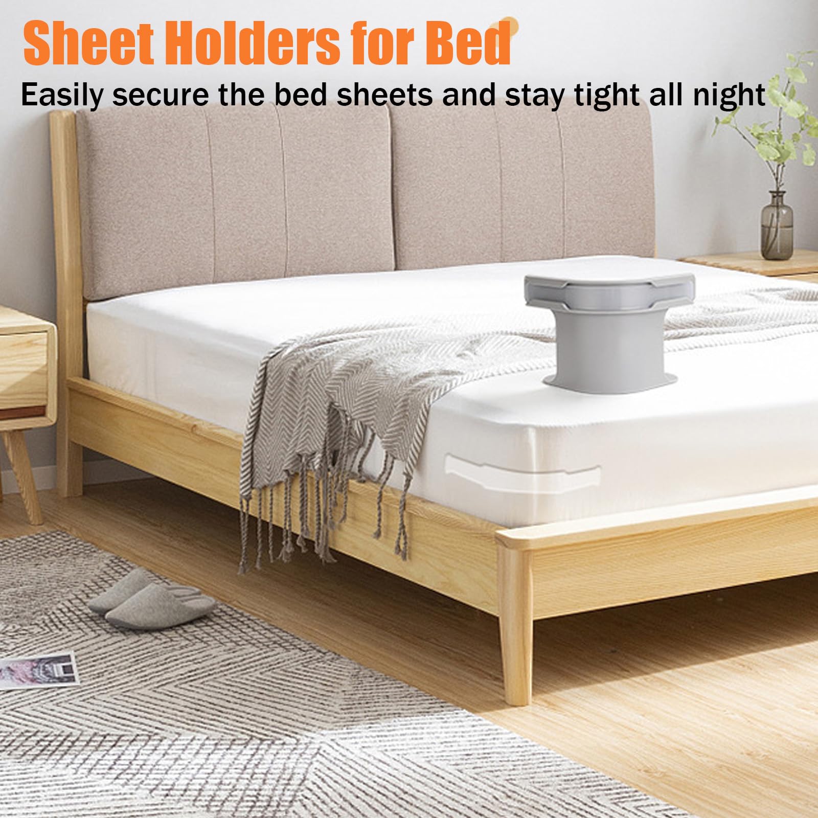 Bed Sheet Clips Set (4 Pack), Bed Sheet Grippers, Secure Corners for All Mattress Sizes, Durable Bedding Accessories, Keeps Sheets Tight Fit