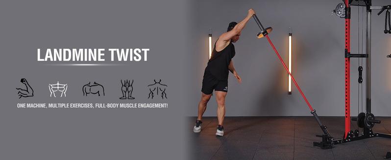 MIKOLO Power Cage, 2000LB Squat Rack, Dual Pulley Cable Crossover System, Multi-function Free Weight Home Gym Workout Machine with AttachmentsMIKOLO