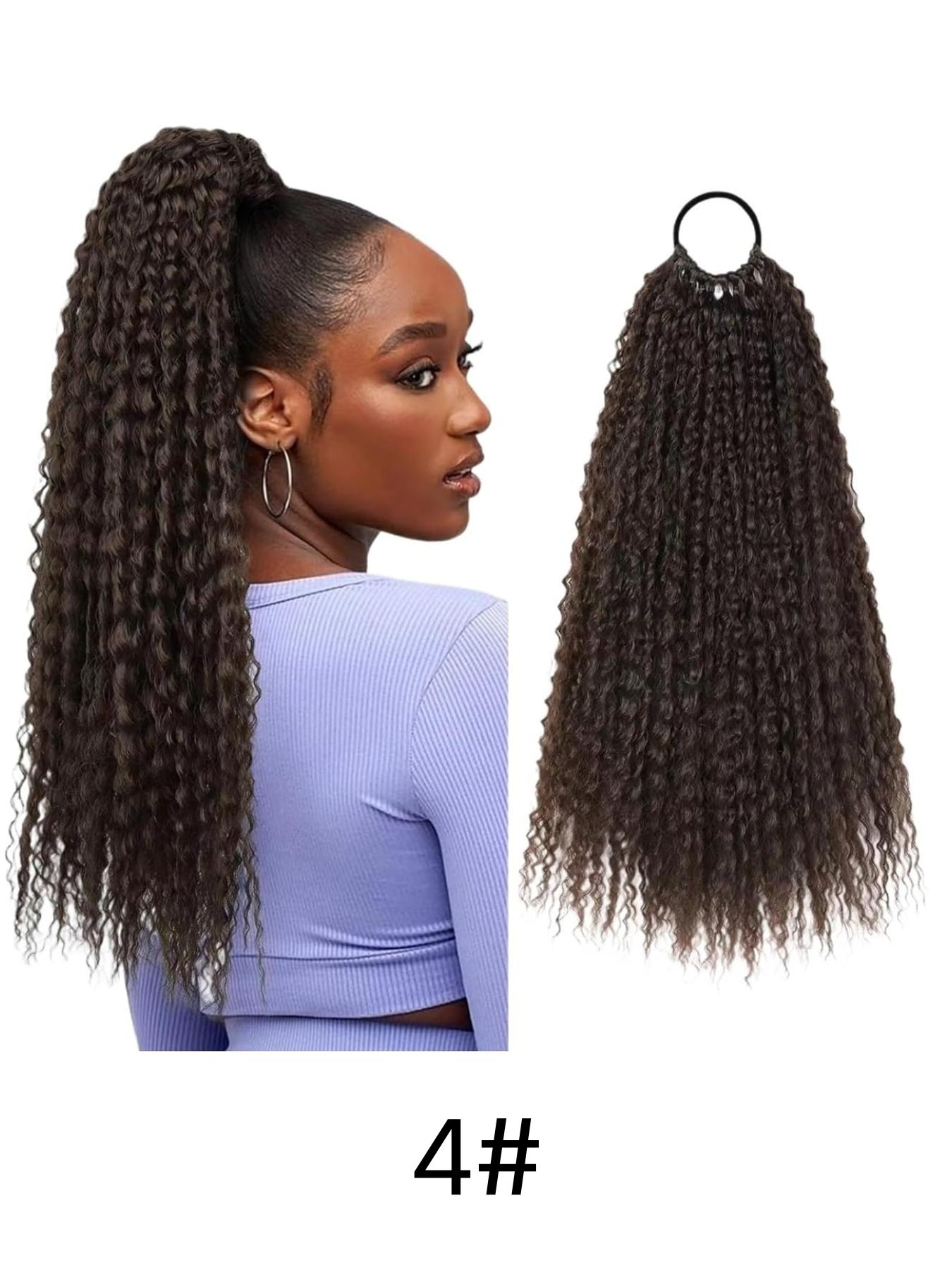 African Braided Hair Extension, Long Curly Corn Silk Ponytail, 12 Strand Screw Roll Messy Dreadlocks, Suitable for Daily Wear