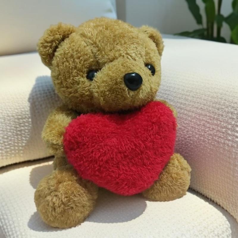 1pc Valentine's Day Gift Plush Teddy Bear Cute Bears with Red Heart, Soft Stuffed Animals for Romantic Presents, Ideal for Boyfriend/Girlfriend/Wife/Husband, Soft Cuddly Gift