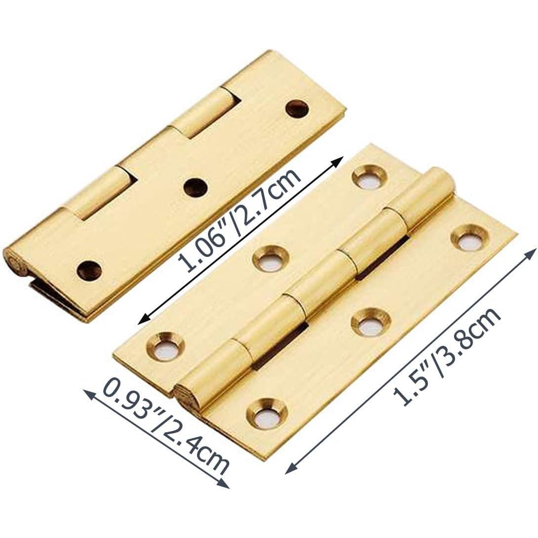 8 count Solid Brass 1.5" Small Hinges,  Box Hinges with Screws | Solid brass, rustproof & durable. Comes with matched screws for  chest,  box, cabinet and small toolbox