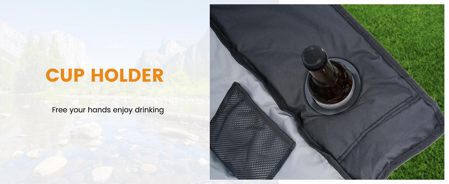 SLSY Oversized Heated Rocking Camping Chair, Outdoor Rocker Padded Recliner Folding Lawn Chaise, with Side Pockets & Carry Bag for Patio Backyard, Power bank not included