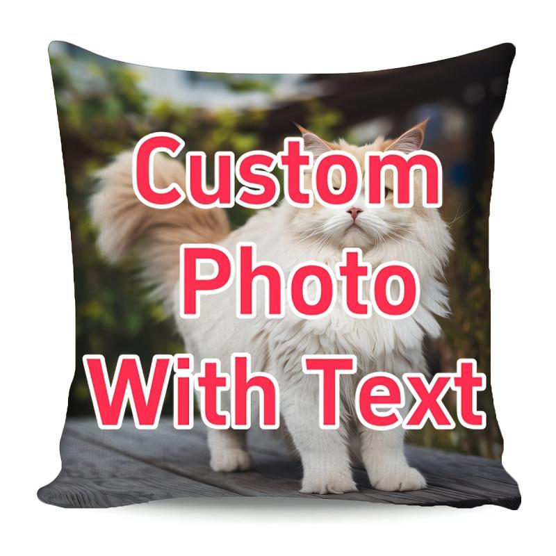 1pc Customized Double-Sided Pillowcase | Soft Square Cushion with Zipper Closure, Machine Washable, Upload Your Own Photo Text, Ideal for Home Decor, Gifts, Birthdays, Anniversaries, Sizes 14x14, 16x16, 18x18, 20x20 Inch