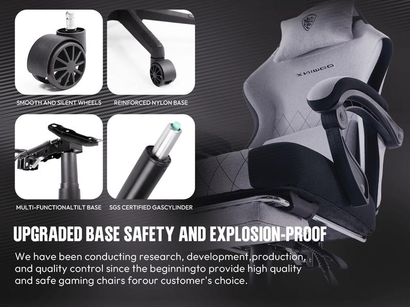 Dowinx Lumbar Massage Support office game Chair, spring cushion fabric, foot pedal ergonomic chair 300 LBS