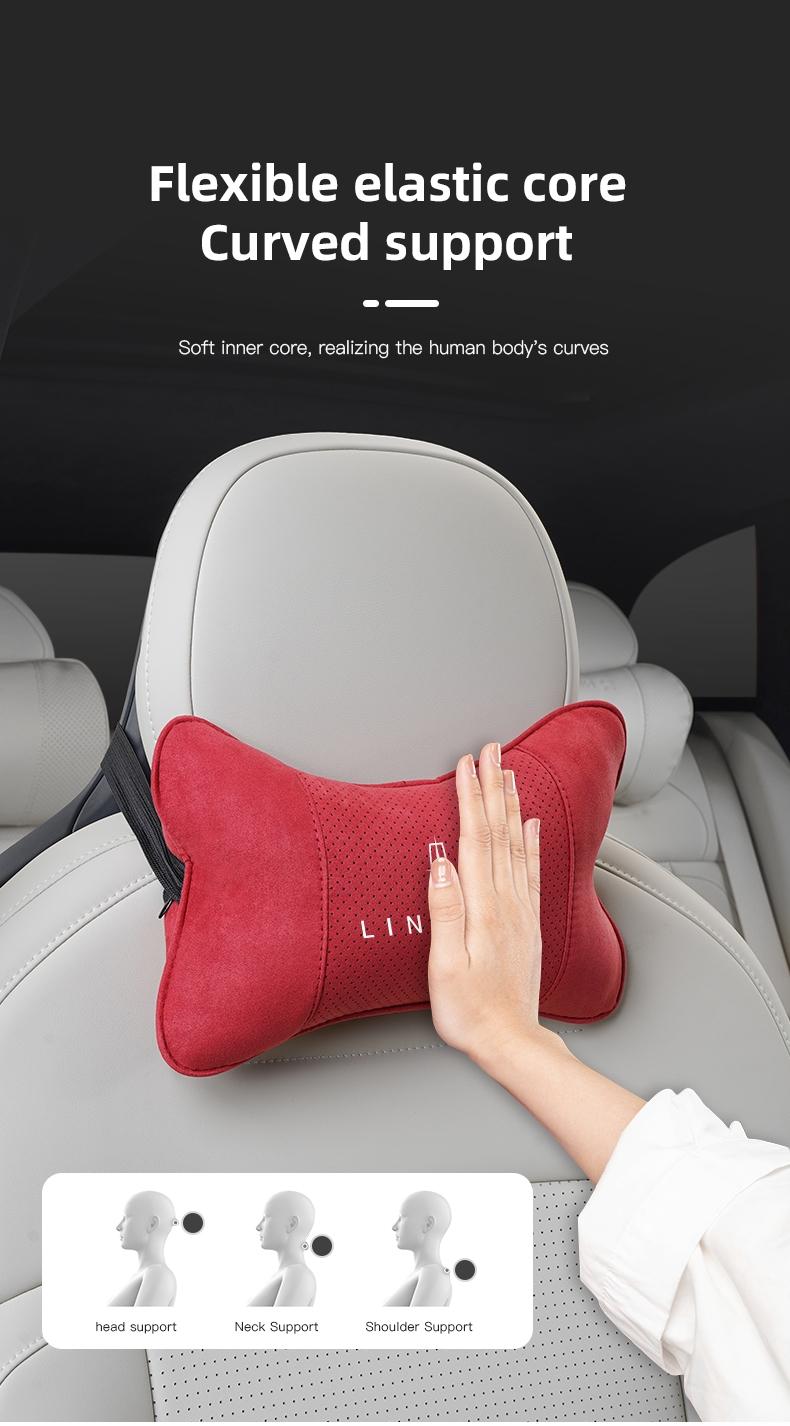 Car Suede Headrest Neck Support Auto Seat Accessories For Lincoln Navigator Continental Nautilus Aviator MKZ MKX MKC MKT MKS Corsair Mark E