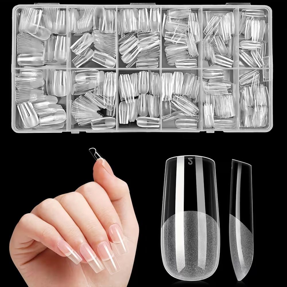 600pcs Medium Square Gel X Nail Tips - Matte Black Pure Color, Middle Length Full Cover False Nails, Easy to Apply Flexible Acrylic Fingernails for Nail Extension and Press-On Art