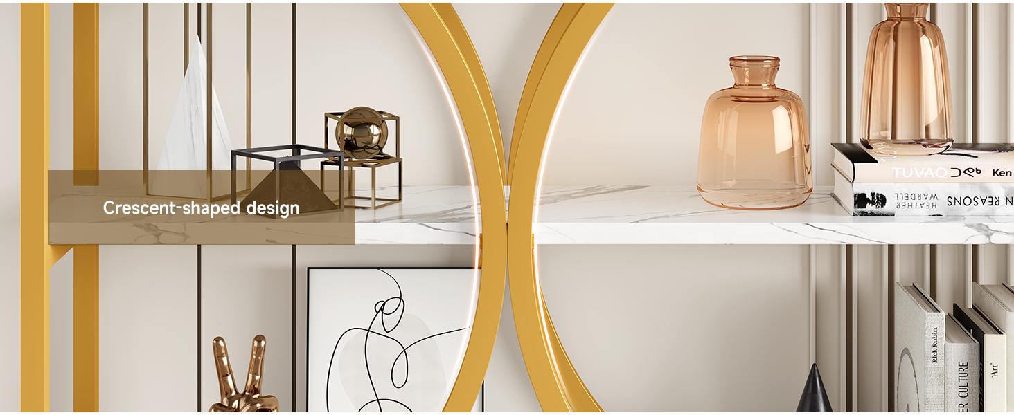 【SPOTLIGHT DAY】ONBRILL 70.8 inch Extra Long Entryway Table,Narrow Sofa Table Behind Couch with 3 Tier Storage Shelves for Hallway, Living Room,Console Table with Gold Frame & Faux Marble Tabletop