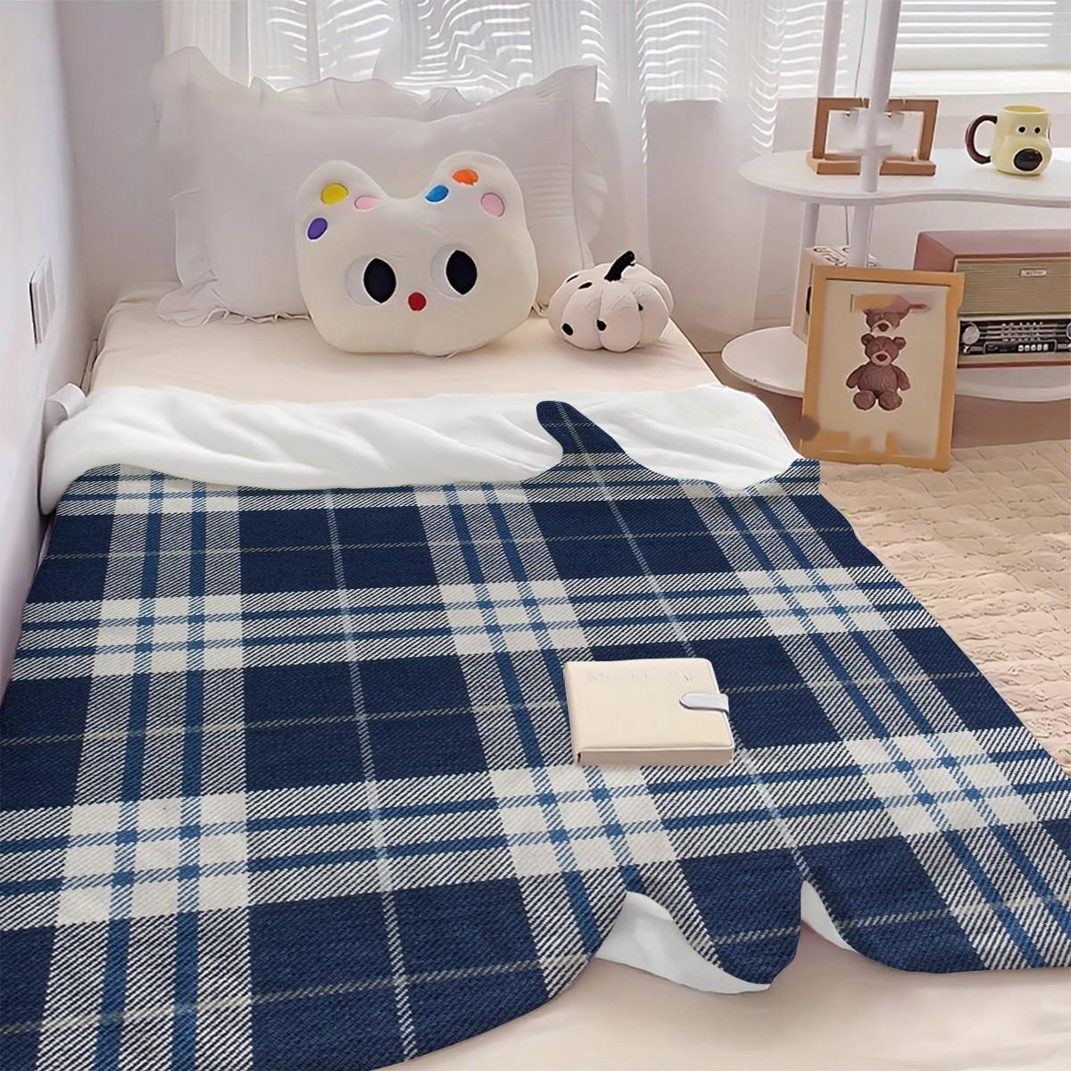 Plaid Flannel Sofa Blanket, Soft Plush Warm Blanket for Men and Women, Comfortable Thick Bedspread, Multiple Colors Available