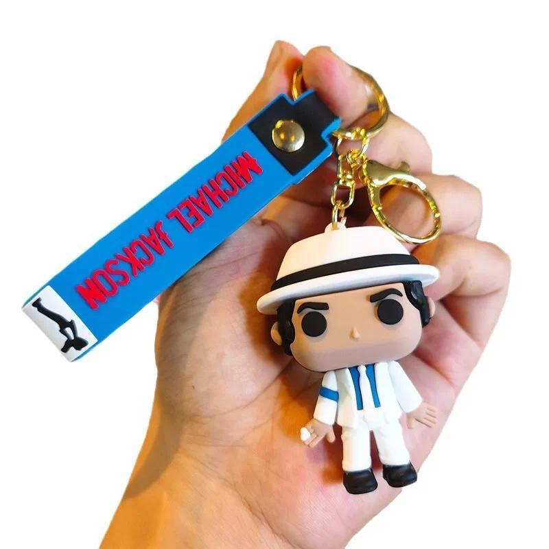3pcs Michael Jackson Keychain Music Idol Doll Machine Key Chain