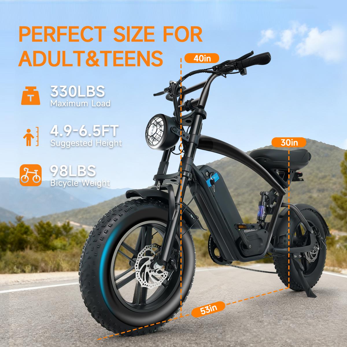 APYEAR E-bike with a 1500W High-Speed Powerful Motor: 30 MPH Top Speed, 60-Mile Long Range! Equipped with a 48V 18Ah Removable Battery, Full Suspension, and 16-Inch Fat Tires. UL Certified for Safety.