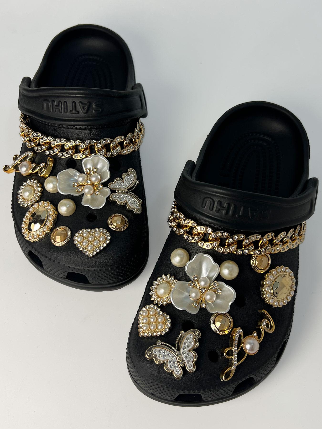 Fashionable Flower & Chain Design Shoe Charms, Elegant Shoe Decoration for Women & Girls, Shoes Accessories for Clogs