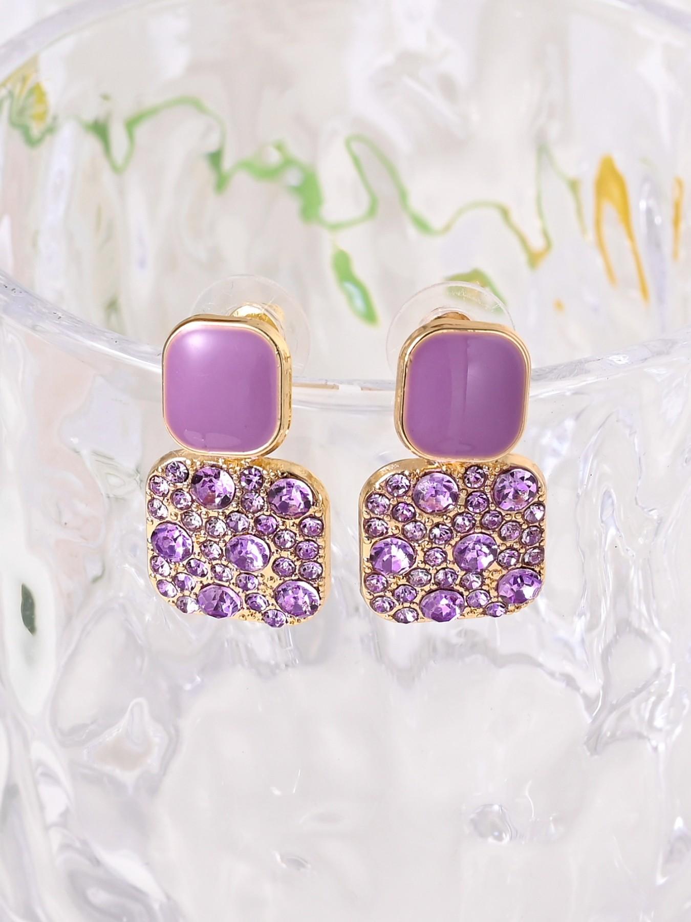 Luxurious Rhinestone Drop Earrings, Elegant Square Design, Perfect for Daily Wear, Office, Parties, Wedding Jewelry, Ideal Gift