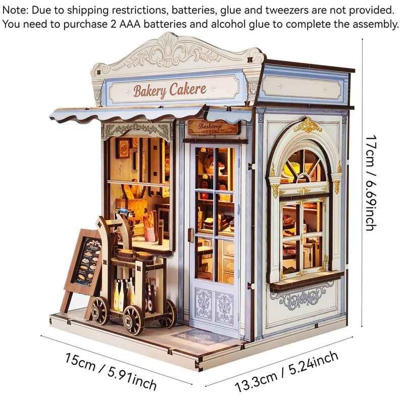 DIY House 3D Bookshelf Model Set, Building Blocks Model, Handmade Wood Puzzle, Desktop Decoration, Gift for Adults & Teens, Birthday, Christmas, Holiday