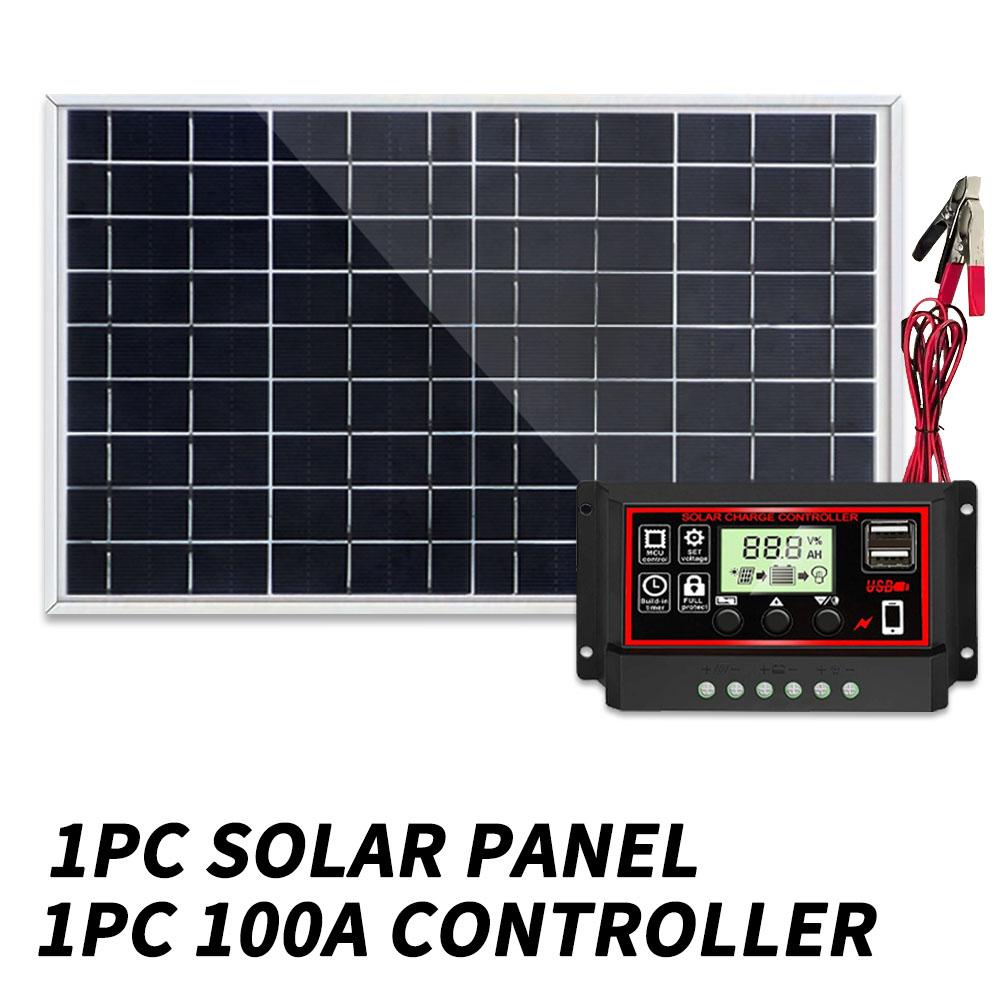Single Crystal Silicon Solar Panel Kit, Solar Charger, Car Charger with 80a/100a Controller, Output 12V-18v-24v Dc Interface