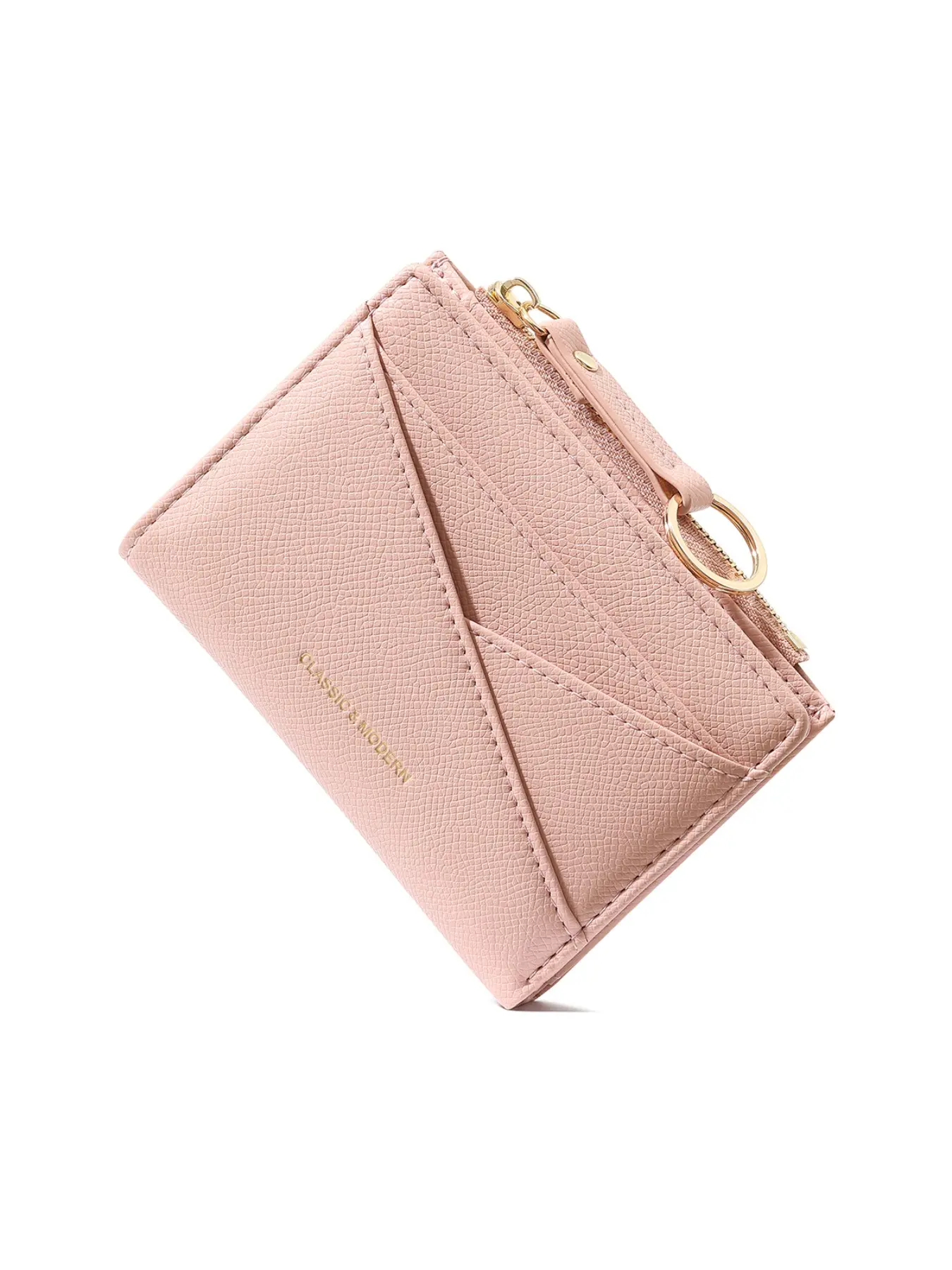 Irregular Design Short Wallet for Women, Ultra-Thin Portable Multi-Card Holder, Zipper Coin Purse with Keychain, Casual PU Leather, All Seasons