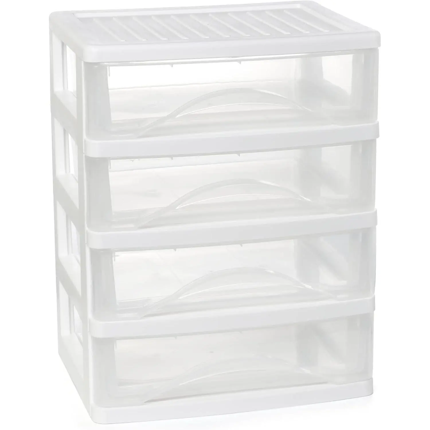 White Desk 4 Drawer Organizer, Plastic Small Drawer Storage, Desk Storage for Office and Home