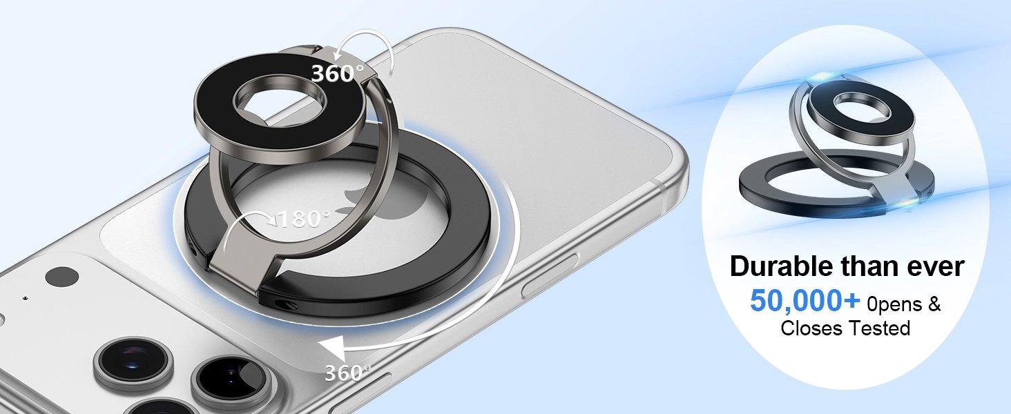 Magnetic Phone Ring Holder for Samsung Galaxy S25 Ultra S25 S24 FE S24 Ultra, Removable Magsafe Phone Grip with Kickstand for iPhone Air 17 Pro Max 16e 16 15 14 13 12 Pro Max, Fit Magnetic Car Mount