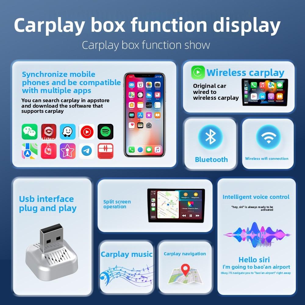 Wireless CarPlay Adapter,2026 Upgraded Android Auto Wireless Adapter,Mini USB-C Adapter,for iPhone & Android,Carplay Dongle With Type-C Adapter,Hands-Free Call/Navigation